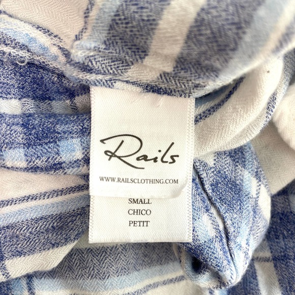 Rails Women's Rayon Plaid Button Front Shirt Hunter White Melange Sky Size S - Picture 9 of 11